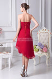 Red Strapless Short Prom Homecoming Dress