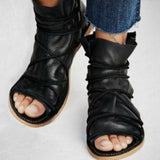 Black Open-toe Sandals Women's Flats - Mislish