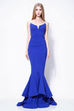 Royal Blue Strapless Ruffled Mermaid Prom Dress