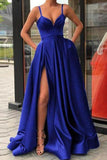 Royal Blue Thigh-high Slit Prom Dress Evening Gown