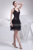 Sexy Halter Black Little Tulle A-line Dress For Prom