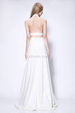 Sexy White Halter Backless Long Prom Formal Dress