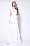 Sexy White Halter Backless Long Prom Formal Dress