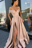Sexy Off-the-Shoulder A-Line High Split Evening Gown Formal Dress