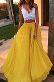 Sexy White And Yellow Two Piece Prom Dresses