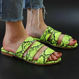 Snakeskin Print Open-toe Flats Sandals - Mislish