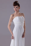 White Strapless Ruffled Long Prom Dress
