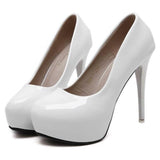 White Round Toe Women's Stiletto Prom Heels For Wedding