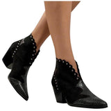 Women's High Heel Boots Pointed Rivet Snake Pattern Martin Boots