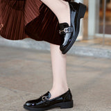 Black Closed Toe Patent Leather Flats - Mislish