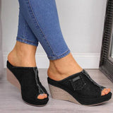 Women's Peep-toe Wedge Heel Sandals - Mislish