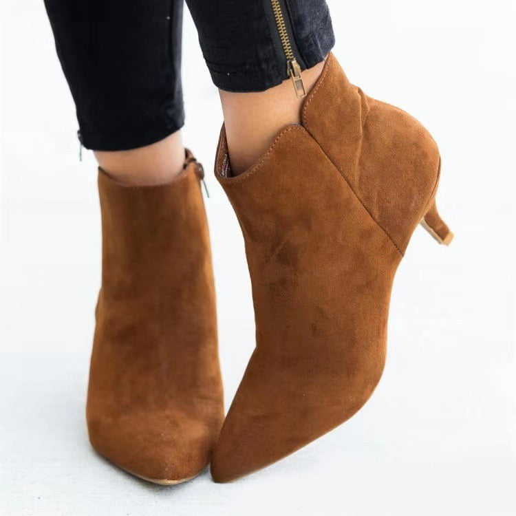 Women's Fashion Suede Stiletto Pointed Ankle Boots