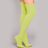 Fluorescent Stiletto Heel Over The Knee Boots With Zipper - Mislish