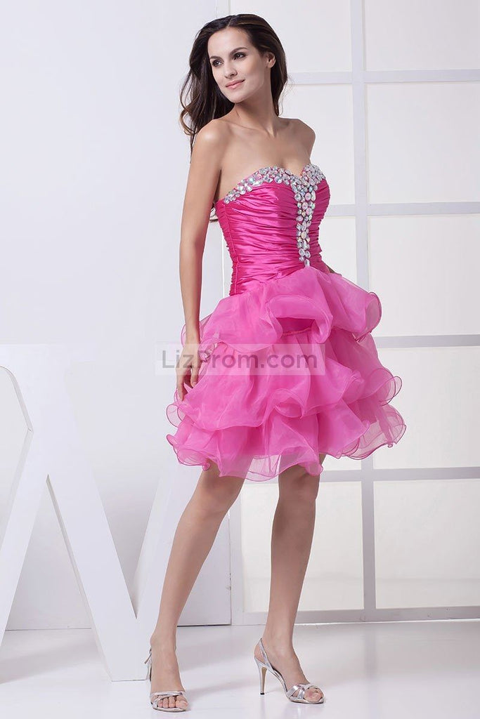 Fuchsia Strapless Princess Fit And Flare Prom Bridesmaid Dress Dresses