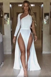 Sexy White Two High Slits Cut Out Prom Dress