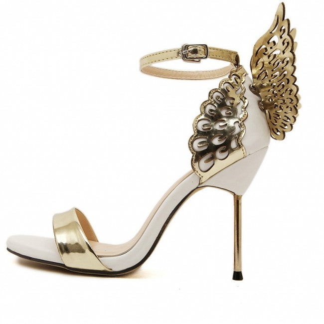 High Stiletto Heel Sandals With Butterfly Wings - Mislish